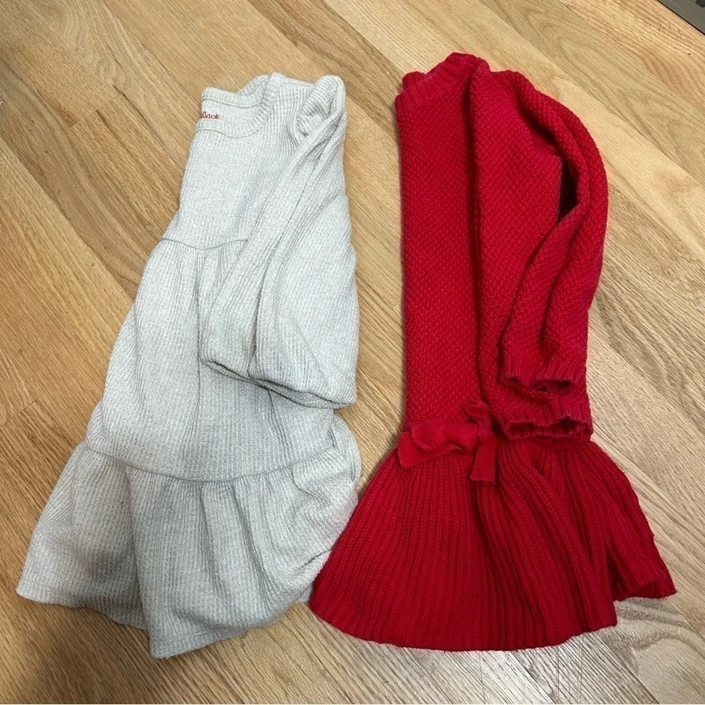 4T Girls Dress Bundle Gap Cat & Jack Red Tan Cream Long Sleeve Knit Sweater Kids
